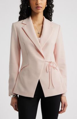 Open Edit Open Edit Icon Twill Side Tie Blazer
