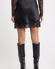 Open Edit Open Edit Lace Trim Satin Miniskirt - 3
