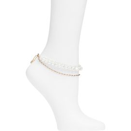 Open Edit Open Edit Layered Faux Pearl Anklet