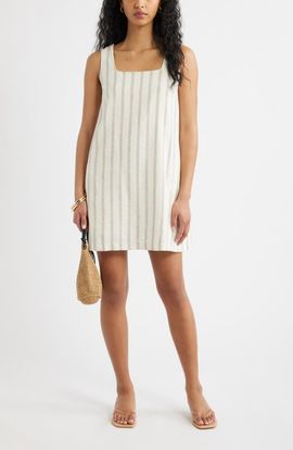 Open Edit Open Edit Linen Blend Shift Dress