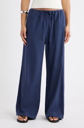 Open Edit Open Edit Linen Blend Wide Leg Pants