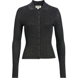 Open Edit Open Edit Metallic Collared Cardigan