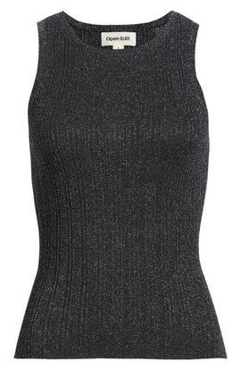 Open Edit Open Edit Metallic Ribbed Sweater Tank