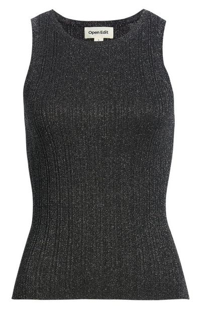 Open Edit Open Edit Metallic Ribbed Sweater Tank