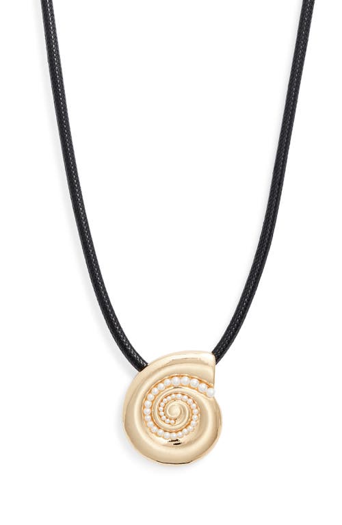 Open Edit Open Edit Micro Faux Pearl Shell Cord Pendant Necklace
