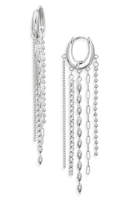 Open Edit Open Edit Mixed Chain Fringe Huggie Hoop Earrings