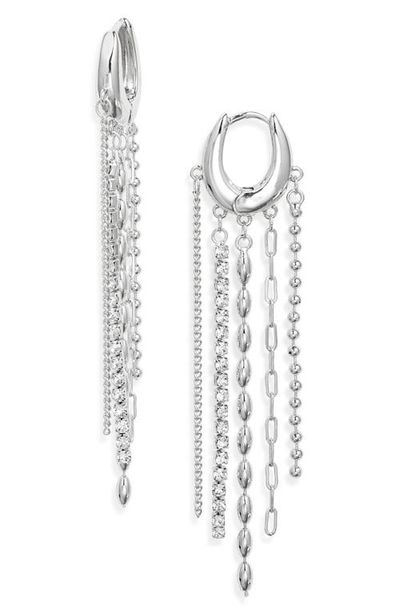 Open Edit Open Edit Mixed Chain Fringe Huggie Hoop Earrings