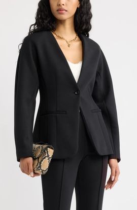 Open Edit Open Edit Muse Ponte Collarless Blazer