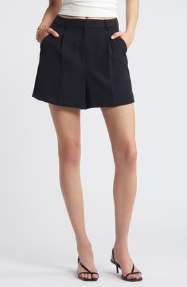 Open Edit Open Edit Pleated High Waist Trouser Shorts