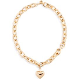 Open Edit Open Edit Puffy Heart Pendant Chain Necklace