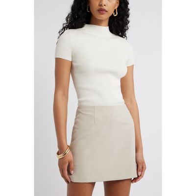 Open Edit Open Edit Rib Knit Mock Neck Sweater
