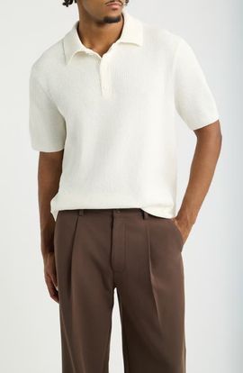 Open Edit Open Edit Ribbed Chenille Polo Sweater