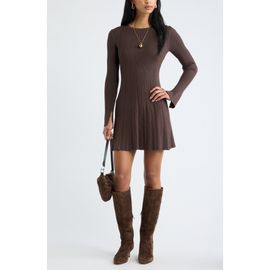 Open Edit Open Edit Ribbed Long Sleeve Sweater Minidress