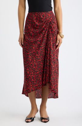 Open Edit Open Edit Ruched Side Midi Skirt