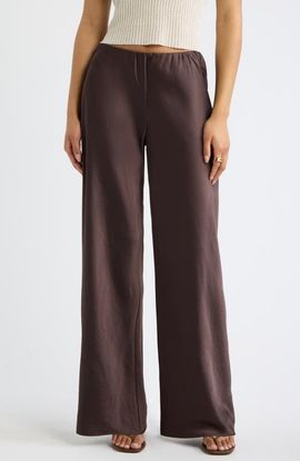 Open Edit Open Edit Satin Wide Leg Pull On Pants