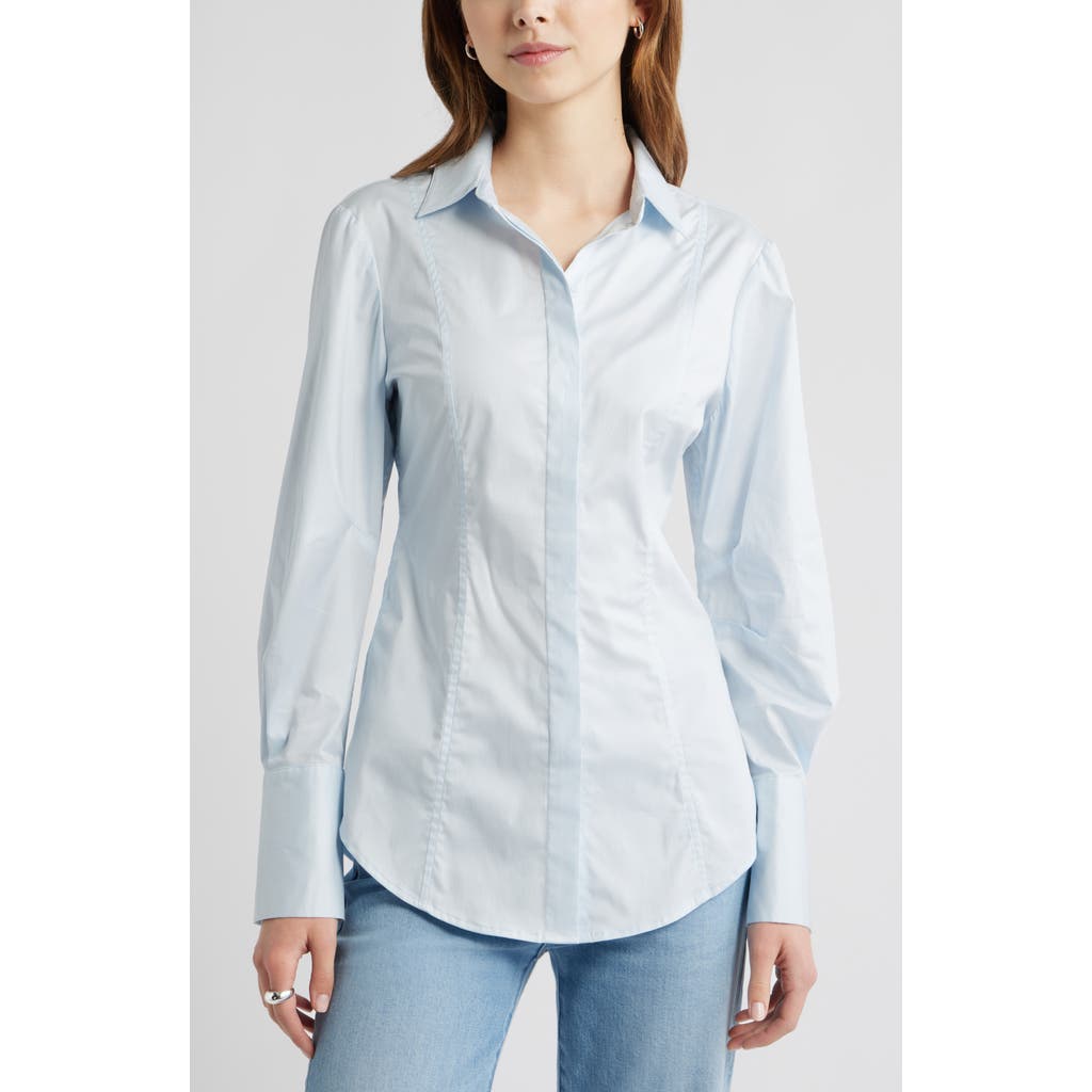 Open Edit Open Edit Seam Detail Split Back Stretch Cotton Poplin Shirt