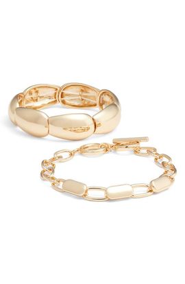 Open Edit Open Edit Set of 2 Goldtone Bracelets 