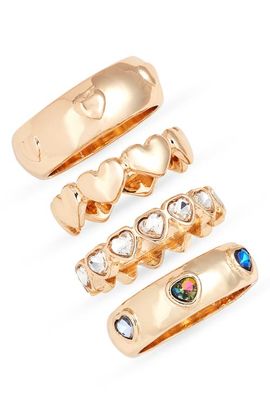 Open Edit Open Edit Set of 4 Heart Rings