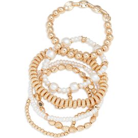 Open Edit Open Edit Set of 6 Goldtone Stretch Bracelets