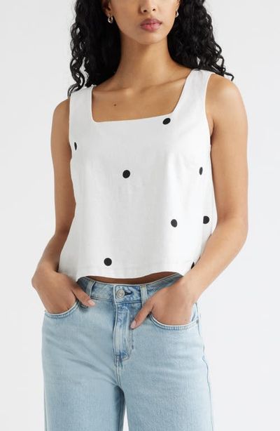 Open Edit Open Edit Square Neck Sleeveless Linen Blend Top