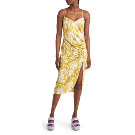 Open Edit Open Edit Strappy Shirred Sleeveless Midi Dress