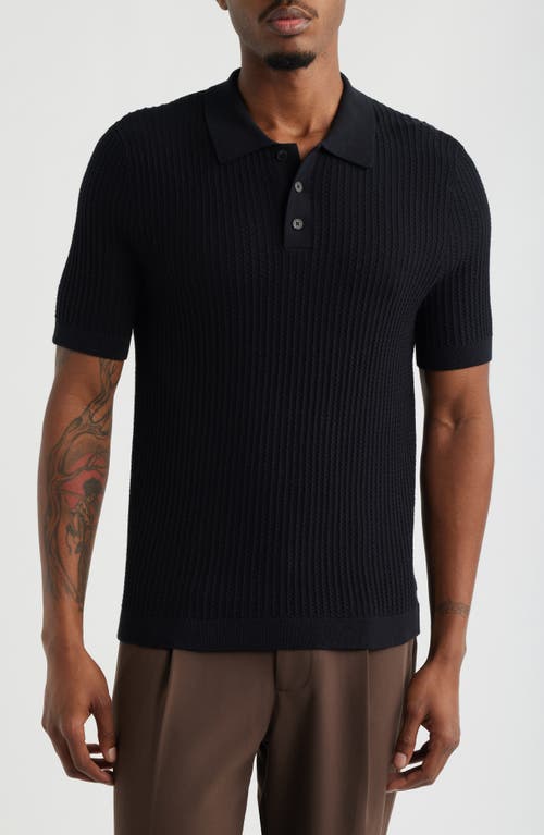 Open Edit Open Edit Textured Short Sleeve Polo Sweater
