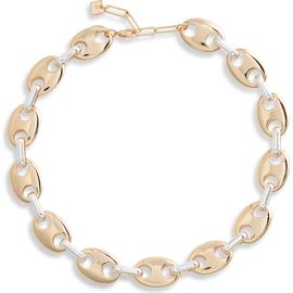 Open Edit Open Edit Two Tone Puffy Mariner Link Necklace