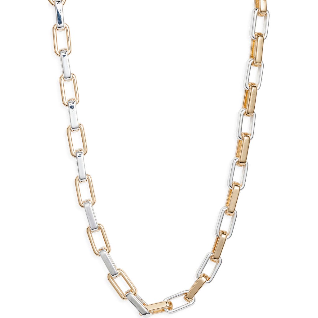 Open Edit - Two Tone Rectangle Link Chain Necklace