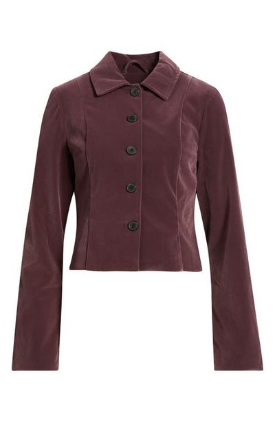 Open Edit Open Edit Velvet Button Up Jacket