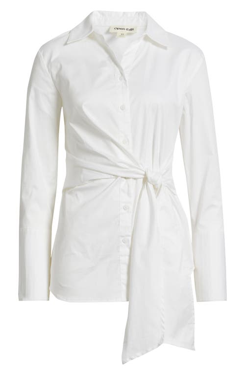 Open Edit Open Edit Waist Tie Cotton Poplin Button-Up Shirt