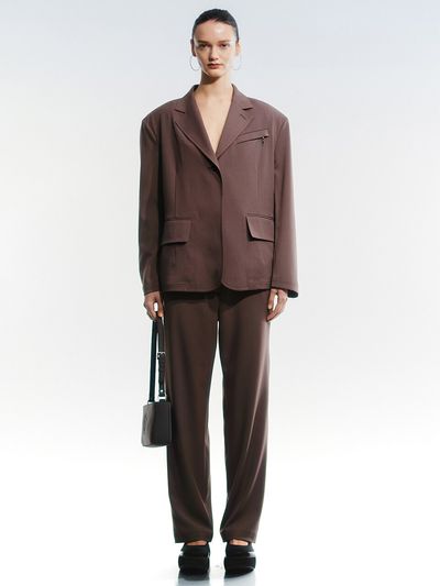 OPEN YY Double Waist Pants - Brown