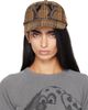 OPEN YY OPEN YY Beige & Brown 'Yy' Checkered Heart Bone Ball Cap - 1