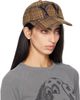 OPEN YY OPEN YY Beige & Brown 'Yy' Checkered Heart Bone Ball Cap - 2
