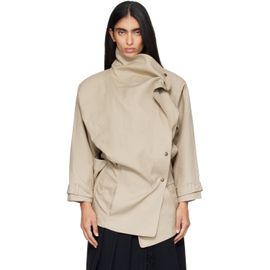 OPEN YY OPEN YY Beige Drop Collar Half Trench Jacket