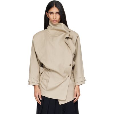 OPEN YY OPEN YY Beige Drop Collar Half Trench Jacket