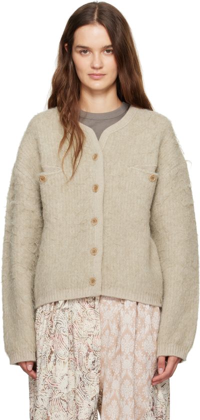OPEN YY OPEN YY Beige Shaggy Cardigan