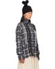 OPEN YY OPEN YY Black Checkered Crinkle Ruffle Shirt - 2