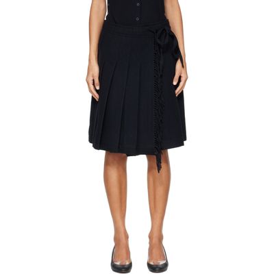 OPEN YY OPEN YY Black Fringed Wrap Mini Skirt