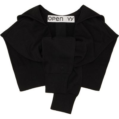 OPEN YY OPEN YY Black Hoodie Sleeve Layer Hood