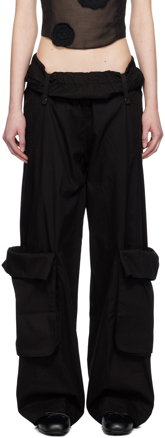 OPEN YY - Black Rolled Waist Cargo Pants