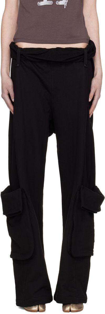 OPEN YY OPEN YY Black Rolled Waist Sweat Cargo Pants
