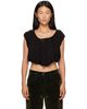 OPEN YY OPEN YY Black Shirred Jersey Vest - 1