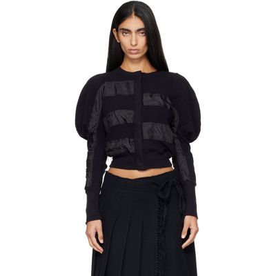 OPEN YY OPEN YY Black Slouchy Puff Panel Cardigan
