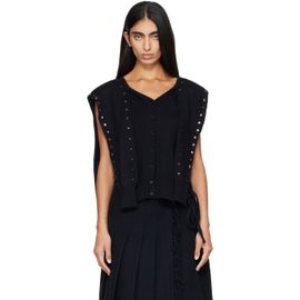 OPEN YY OPEN YY Black Stud Sleeve Layered Cardigan