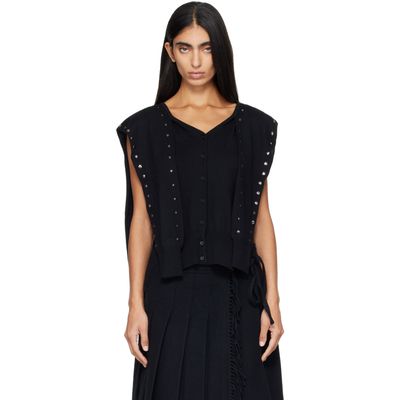 OPEN YY OPEN YY Black Stud Sleeve Layered Cardigan
