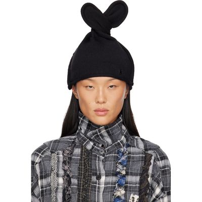 OPEN YY OPEN YY Black Wire Knit Beanie