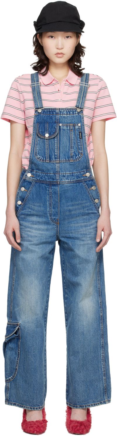 OPEN YY OPEN YY Blue Cargo Pocket Denim Overalls