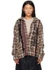 OPEN YY OPEN YY Brown Checkered Crinkle Ruffle Shirt - 1