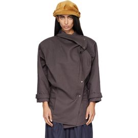 OPEN YY OPEN YY Brown Drop Collar Half Trench Jacket