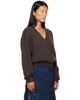OPEN YY OPEN YY Brown Wool Criss Cross Wrap Knit Sweater - 2